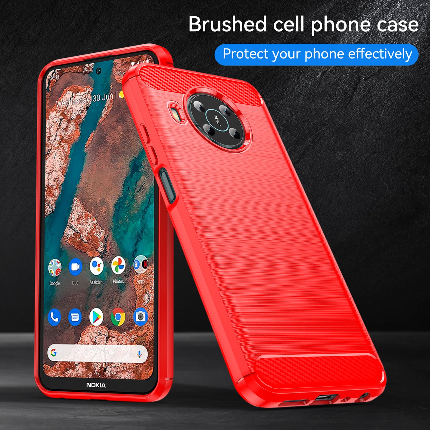 1.8mm Shockproof Protection Brushed Surface TPU Case Carbon Fiber Texture Phone Back Protector Cover for Nokia X100
