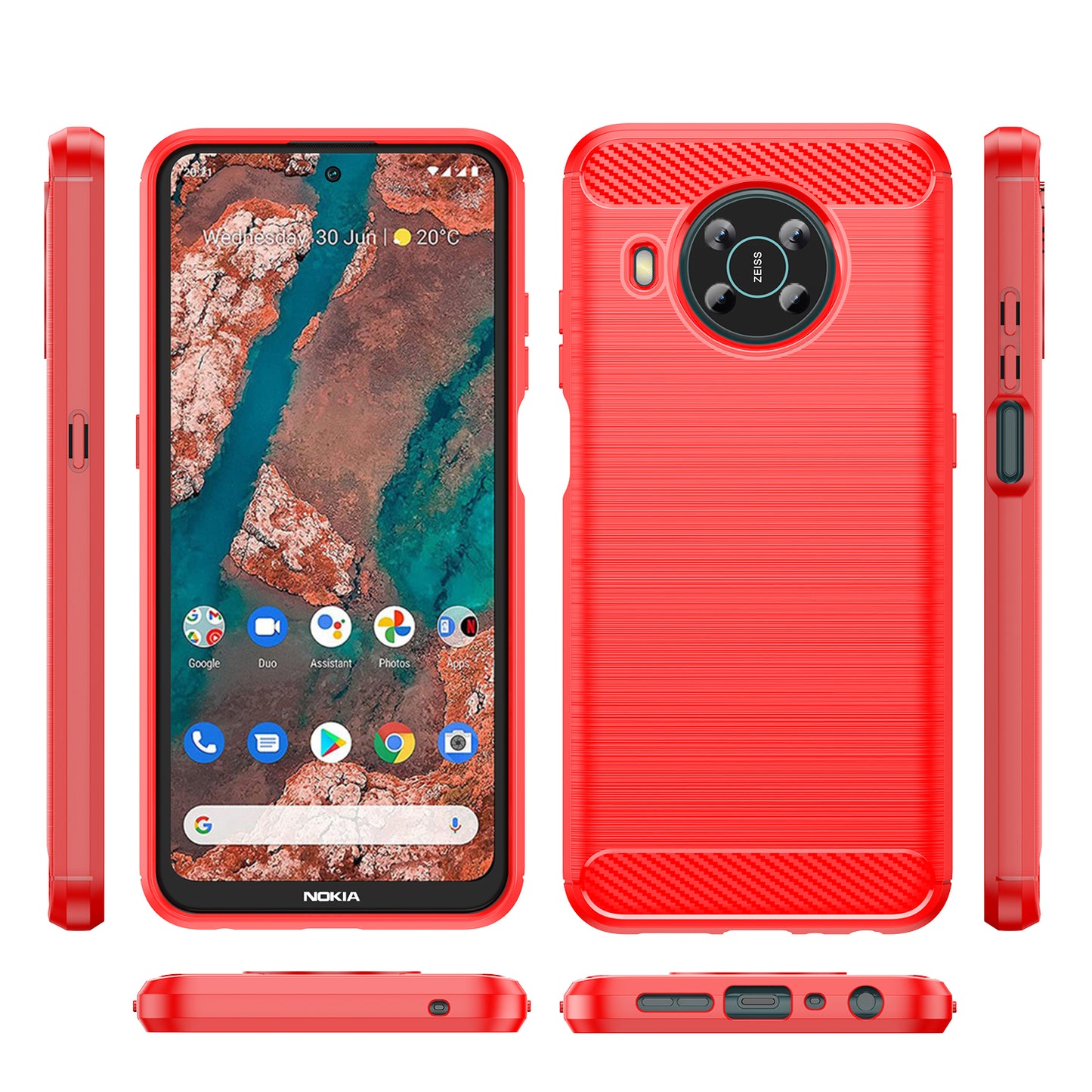 1.8mm Shockproof Protection Brushed Surface TPU Case Carbon Fiber Texture Phone Back Protector Cover for Nokia X100