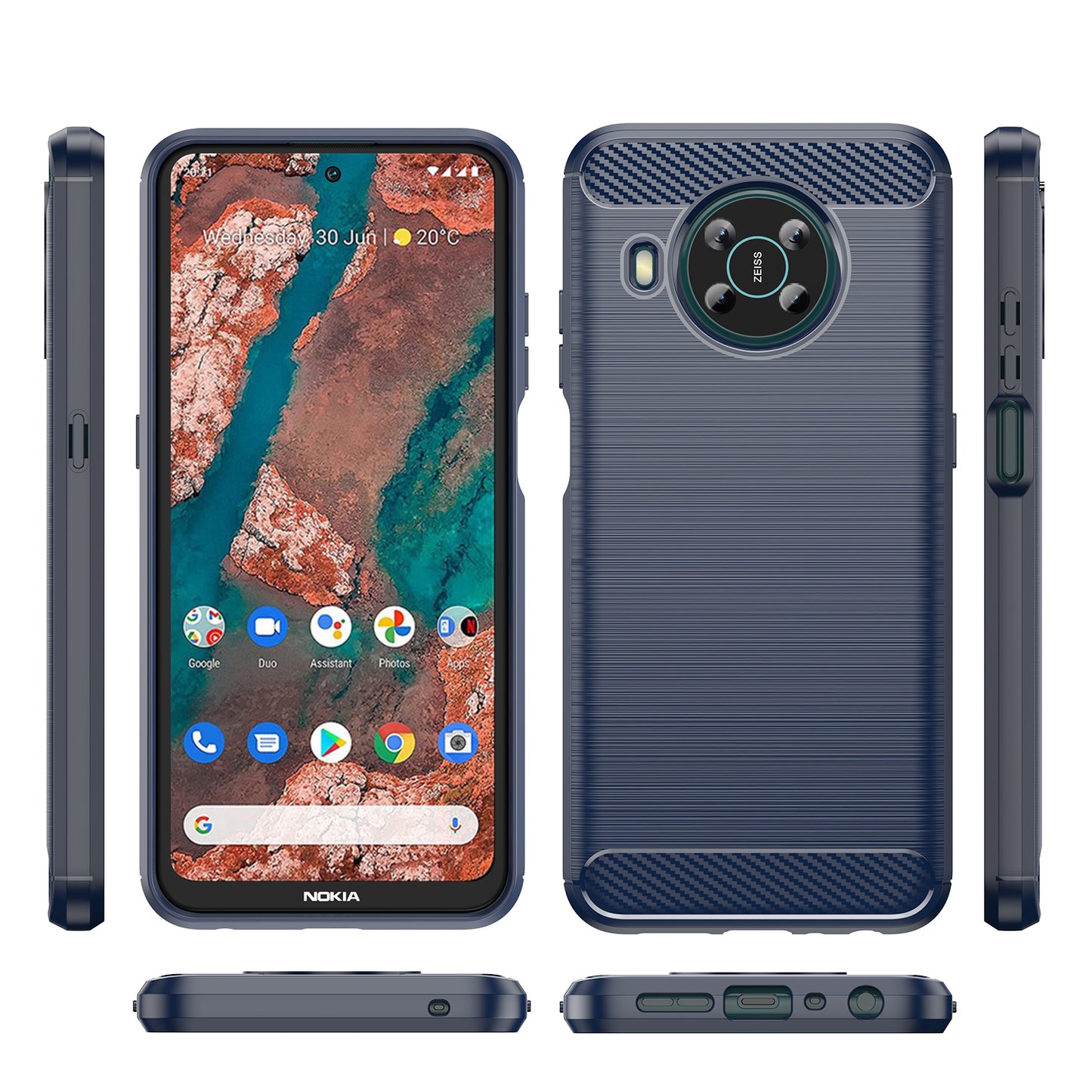 1.8mm Shockproof Protection Brushed Surface TPU Case Carbon Fiber Texture Phone Back Protector Cover for Nokia X100