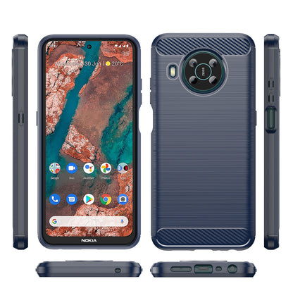 1.8mm Shockproof Protection Brushed Surface TPU Case Carbon Fiber Texture Phone Back Protector Cover for Nokia X100