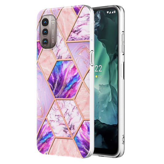 YB IMD Series-3 for Nokia G21 / G11 Fashion Marble Pattern Case Soft TPU IMD Double-Sided Electroplate Shockproof Protective Phone Cover