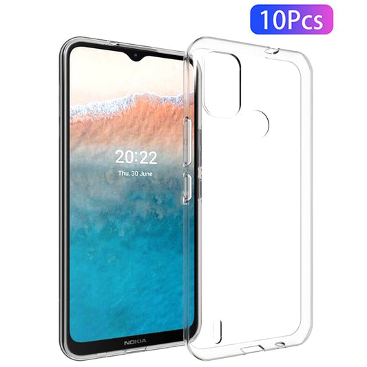 10Pcs/Pack Soft TPU Phone Case for Nokia C21 Plus, Transparent Inner Watermark-Free Durable Anti-Drop Back Cover