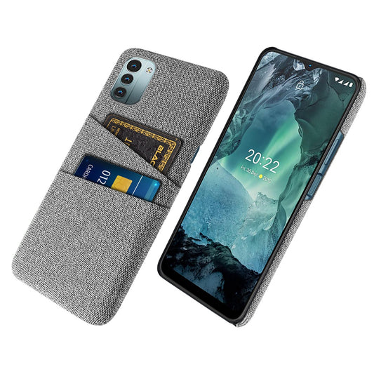 For Nokia G21/G11 Cloth Texture Multifunction Dual Card Slots Cell Phone Case Cloth + PC Phone Back Cover