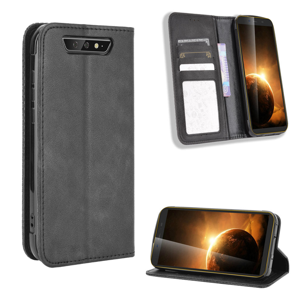 Vintage Style Leather Wallet Stand Case for Blackview BV5500/BV5500 Pro/BV5500 Plus