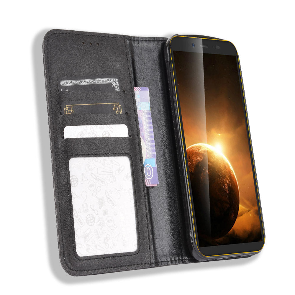 Vintage Style Leather Wallet Stand Case for Blackview BV5500/BV5500 Pro/BV5500 Plus