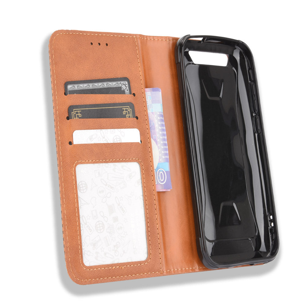 Vintage Style Leather Wallet Stand Case for Blackview BV5500/BV5500 Pro/BV5500 Plus