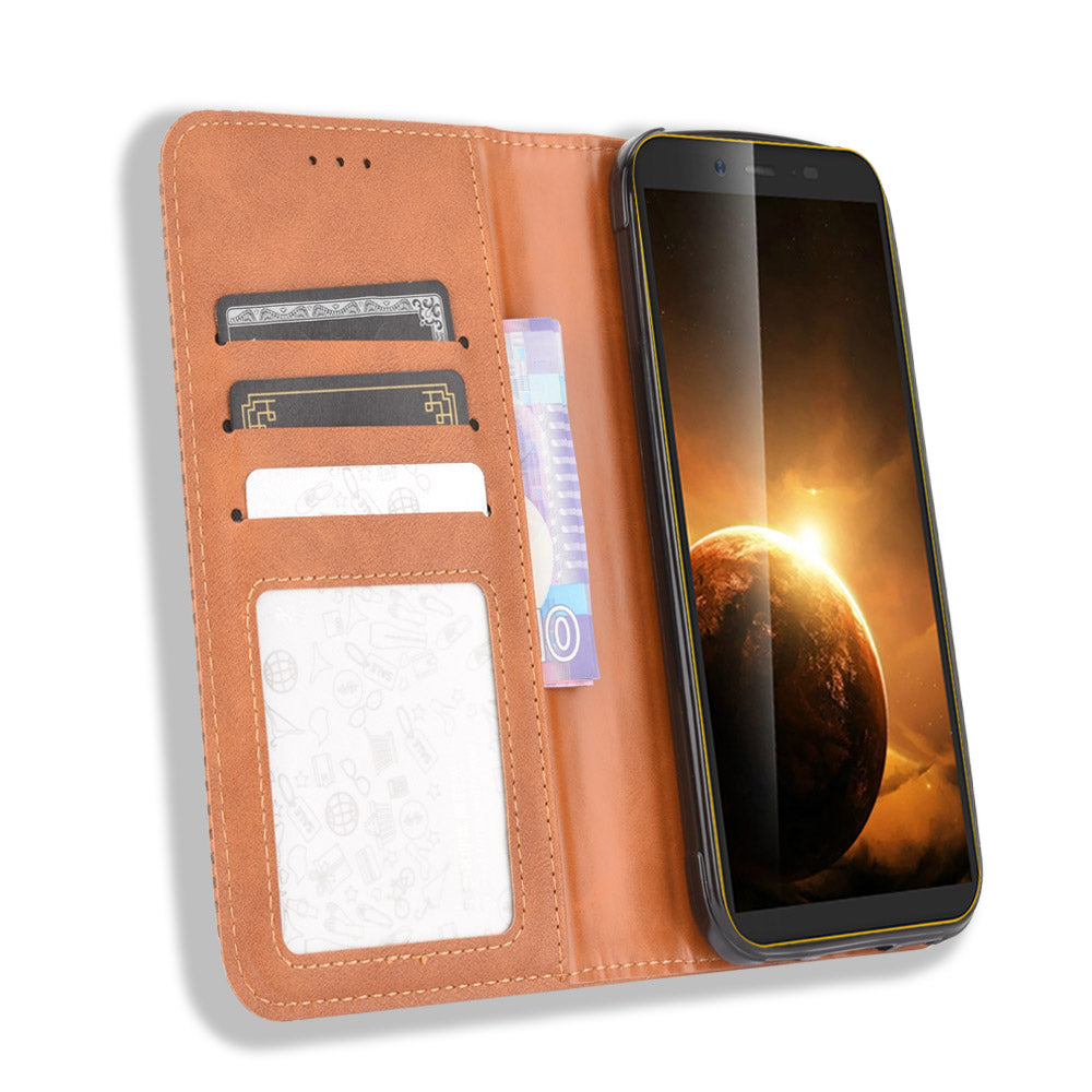 Vintage Style Leather Wallet Stand Case for Blackview BV5500/BV5500 Pro/BV5500 Plus