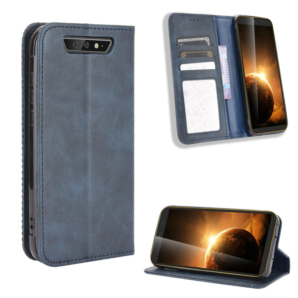 Vintage Style Leather Wallet Stand Case for Blackview BV5500/BV5500 Pro/BV5500 Plus
