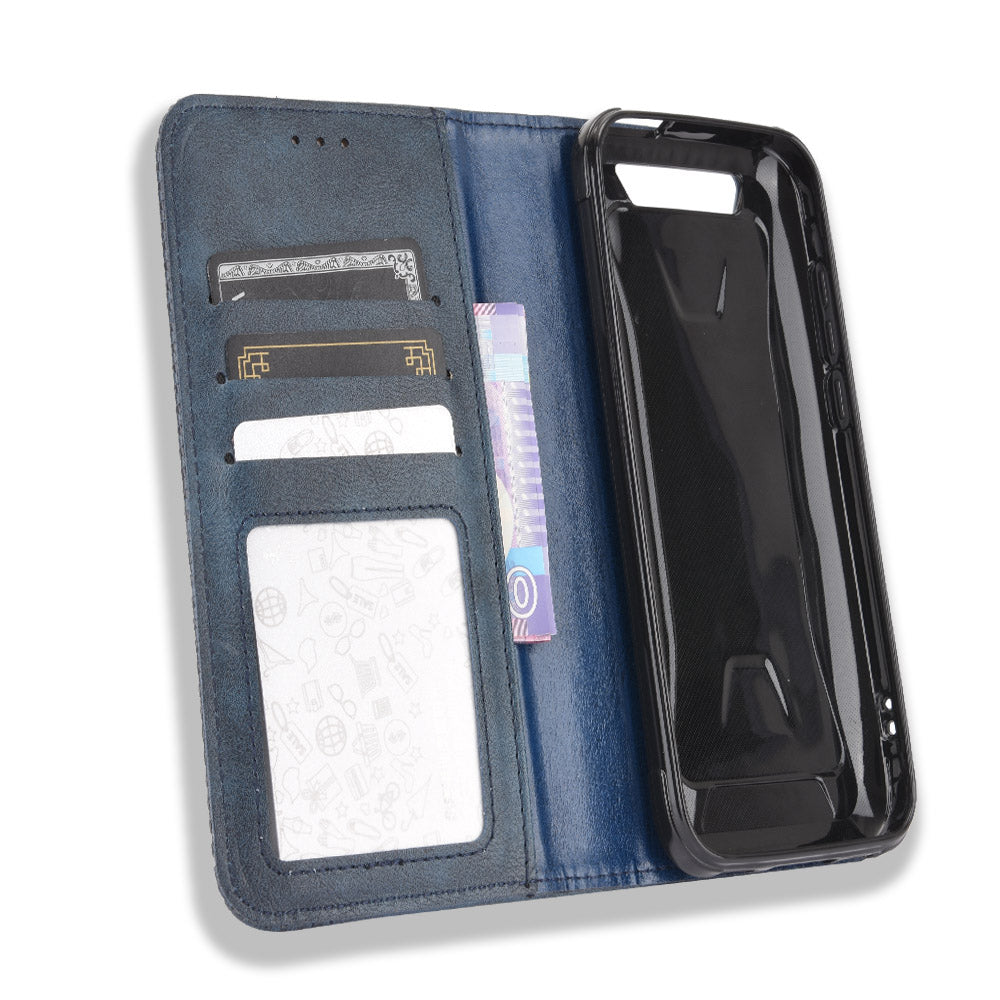 Vintage Style Leather Wallet Stand Case for Blackview BV5500/BV5500 Pro/BV5500 Plus