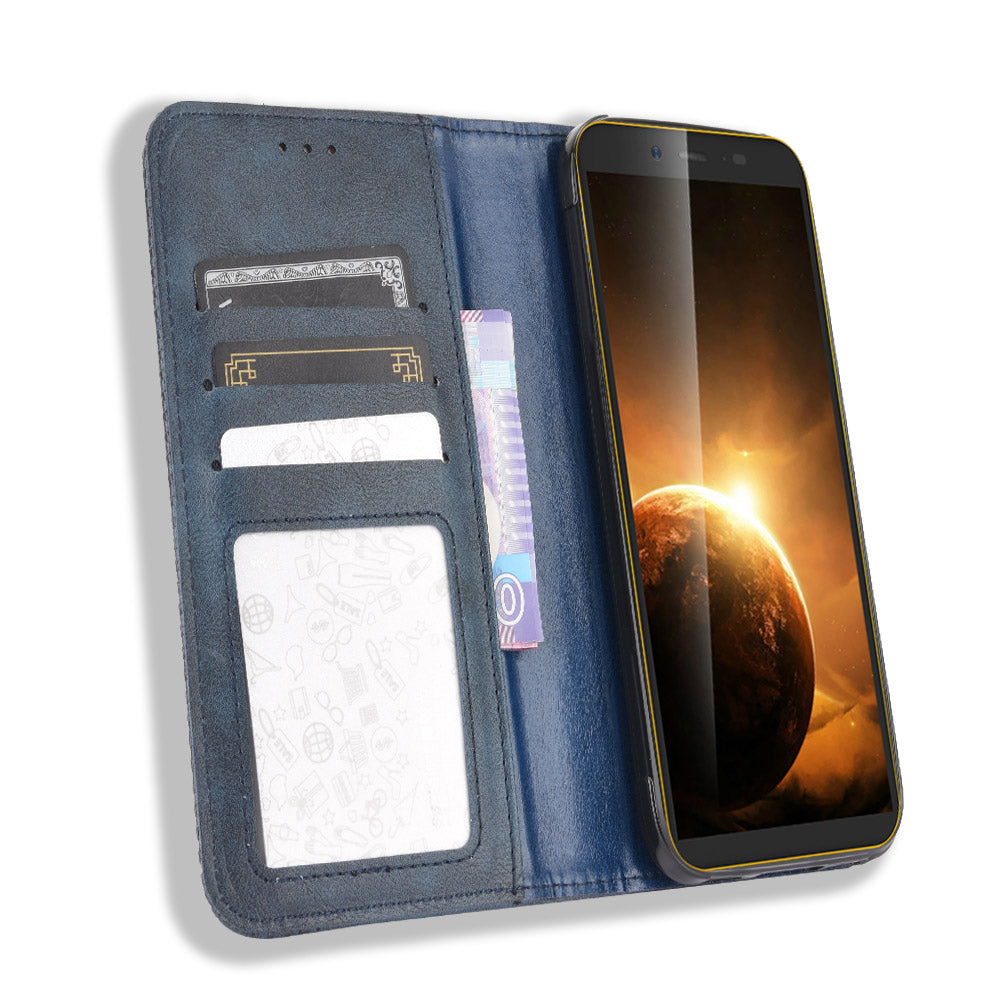 Vintage Style Leather Wallet Stand Case for Blackview BV5500/BV5500 Pro/BV5500 Plus