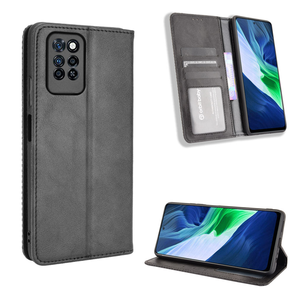 Retro Style PU Leather Flip Magnetic Stand Flip Protective Cover for Infinix Note 10 Pro/Note 10 Pro NFC