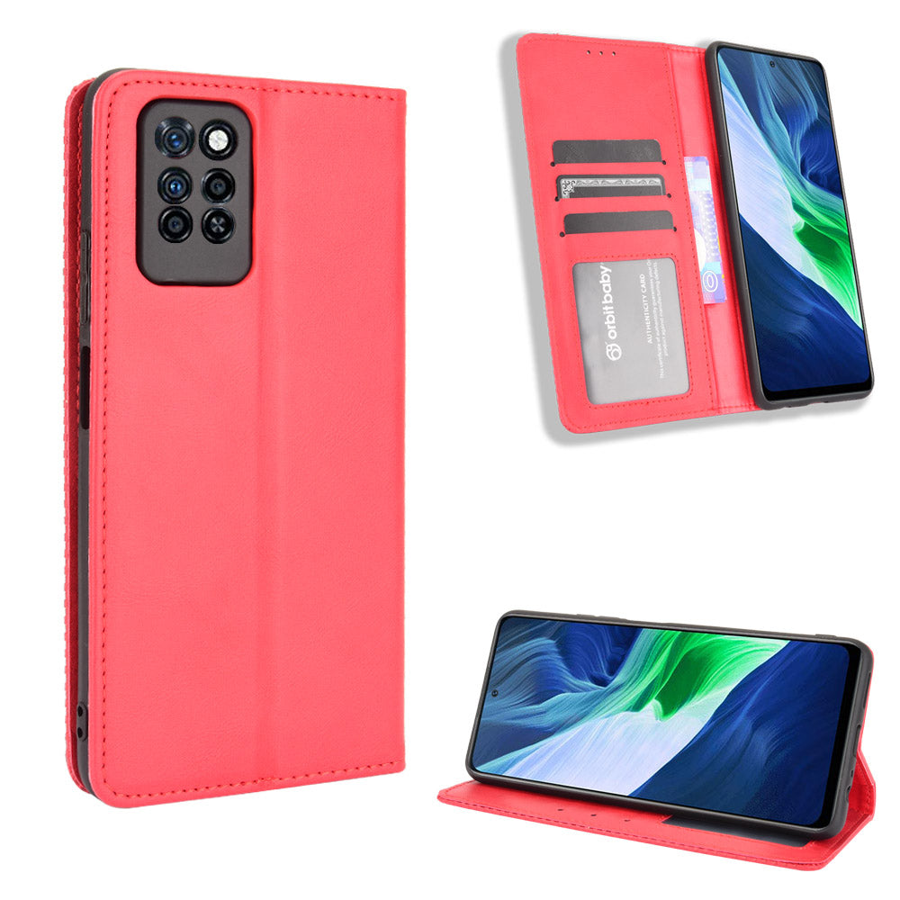 Retro Style PU Leather Flip Magnetic Stand Flip Protective Cover for Infinix Note 10 Pro/Note 10 Pro NFC