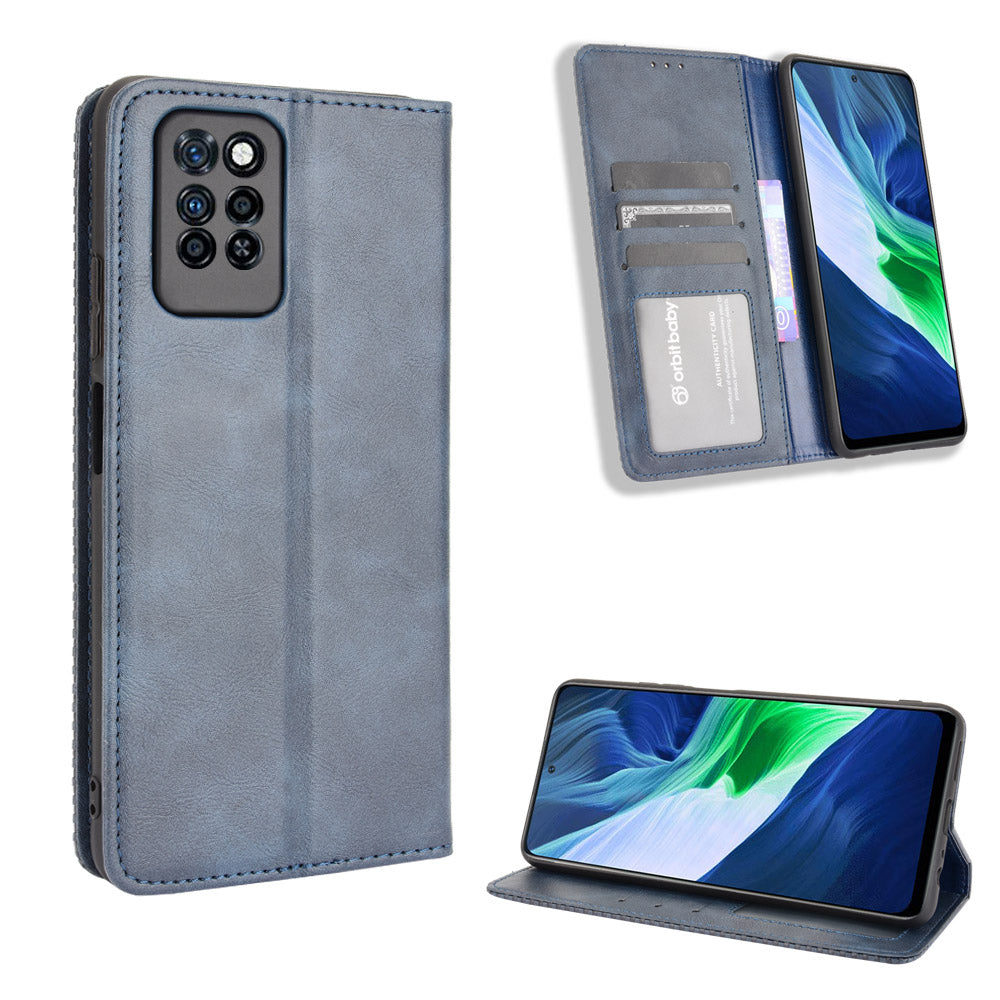 Retro Style PU Leather Flip Magnetic Stand Flip Protective Cover for Infinix Note 10 Pro/Note 10 Pro NFC