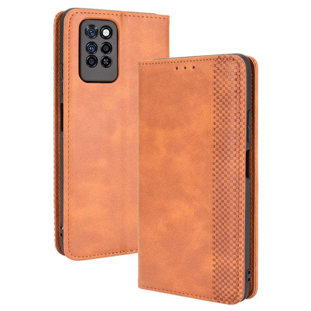 Retro Style PU Leather Flip Magnetic Stand Flip Protective Cover for Infinix Note 10 Pro/Note 10 Pro NFC