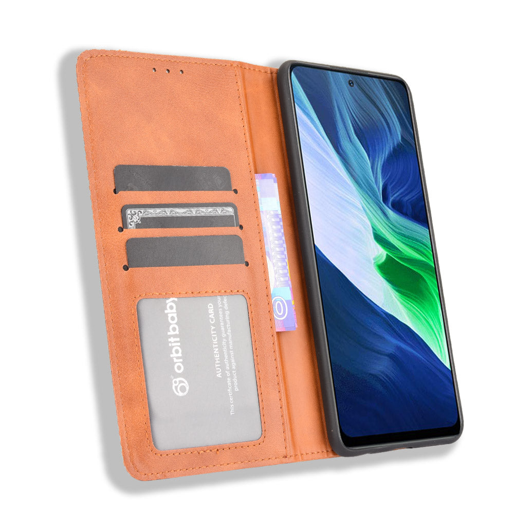 Retro Style PU Leather Flip Magnetic Stand Flip Protective Cover for Infinix Note 10 Pro/Note 10 Pro NFC