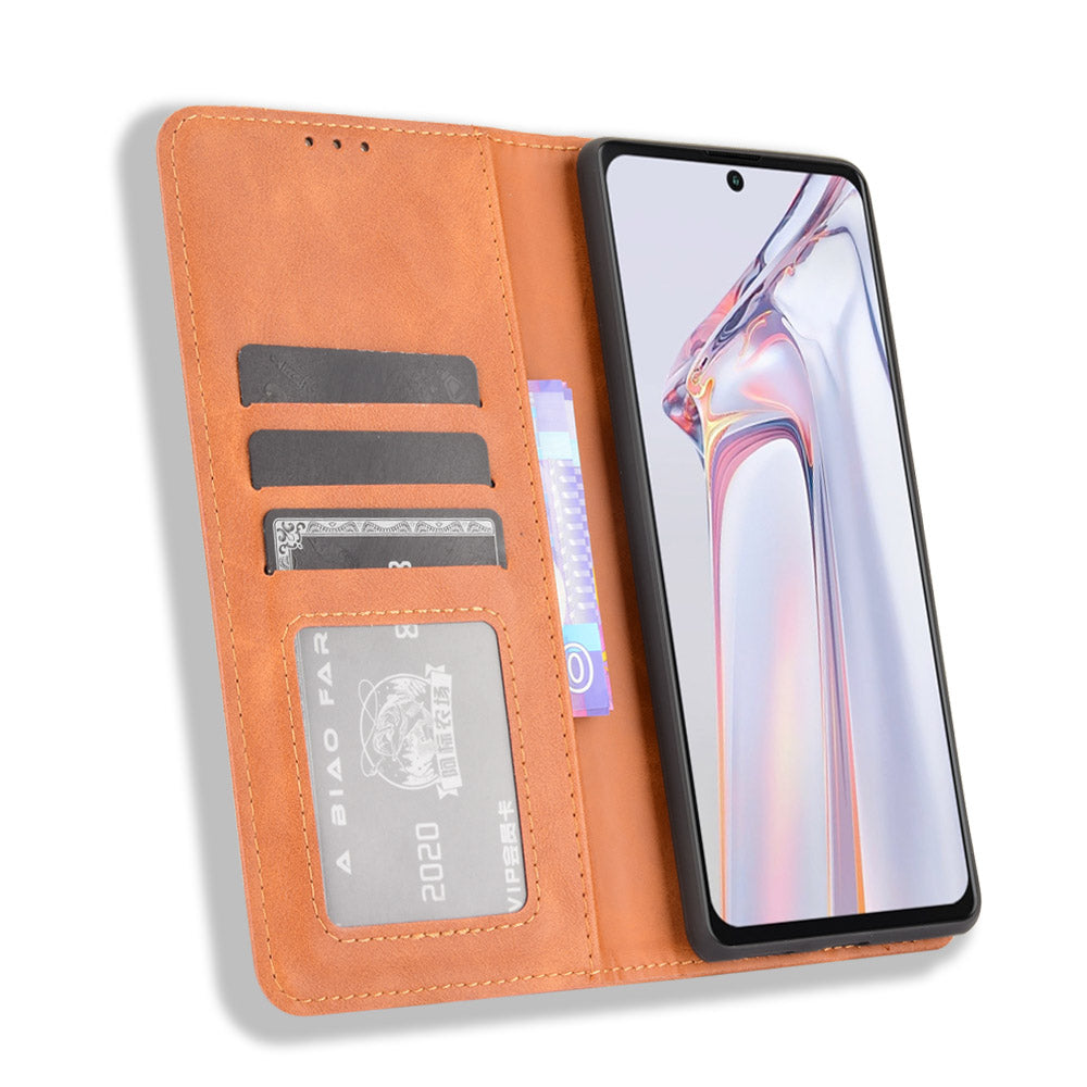 Retro Style PU Leather Flip Magnetic Stand Flip Protective Cover for Blackview A100