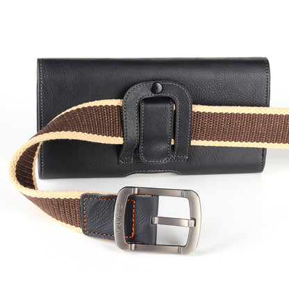 Phone Holster (17.8x8.8x2.5cm) Horizontal Waist Pouch Premium Leather Belt Case with Belt Clip Loops