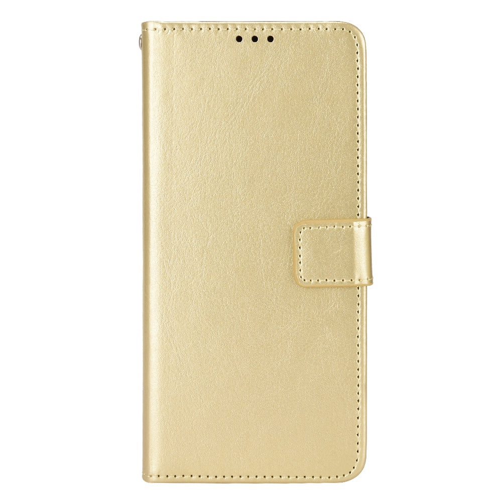 For TCL 303/Alcatel 1B (2022) Protective Phone Case Crazy Horse Texture PU Leather Shockproof Magnetic Stand Cover with Strap