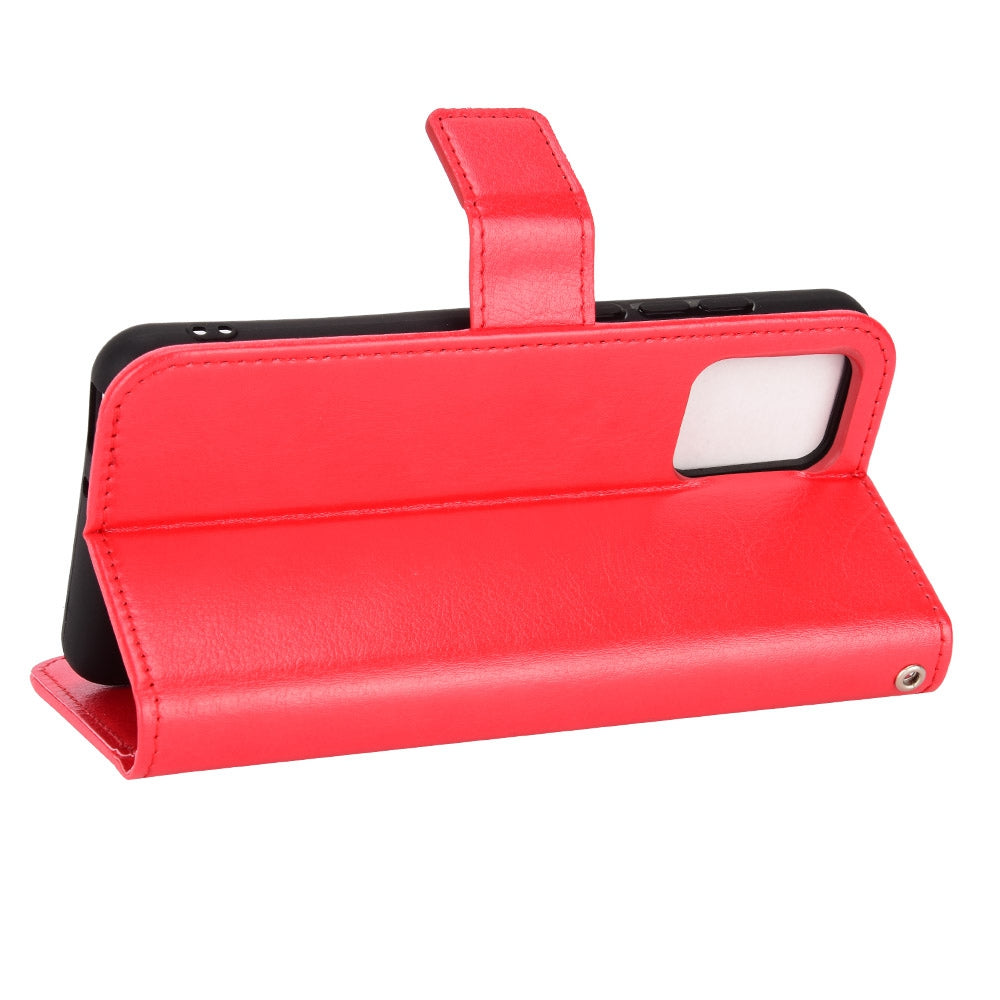 For TCL 303/Alcatel 1B (2022) Protective Phone Case Crazy Horse Texture PU Leather Shockproof Magnetic Stand Cover with Strap