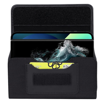 For 6.7-6.9-inch Horizontal Carrying Phone Pouch Waist Case Belt Loop Clip Holster with Dual Phone Slots + Card Slots