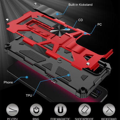 Military Grade Car Mount Kickstand Hybrid Hard PC Soft TPU Shockproof Protective Case for T-Mobile REVVL V+ 5G