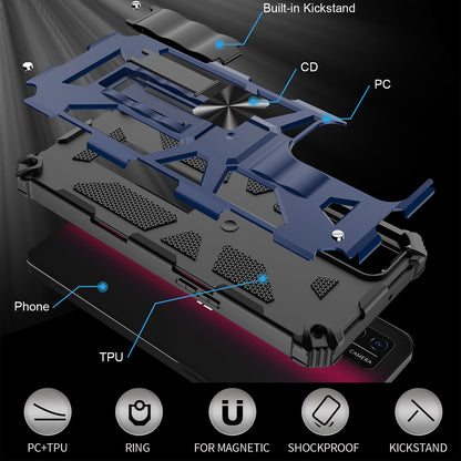 Military Grade Car Mount Kickstand Hybrid Hard PC Soft TPU Shockproof Protective Case for T-Mobile REVVL V+ 5G