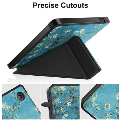 Pattern Printing Origami Stand PU Leather Case E-reader Protective Cover with Auto Wake/Sleep for Kobo Libra 2