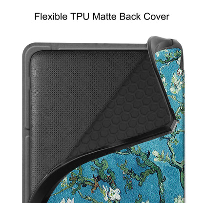 Pattern Printing Origami Stand PU Leather Case E-reader Protective Cover with Auto Wake/Sleep for Kobo Libra 2