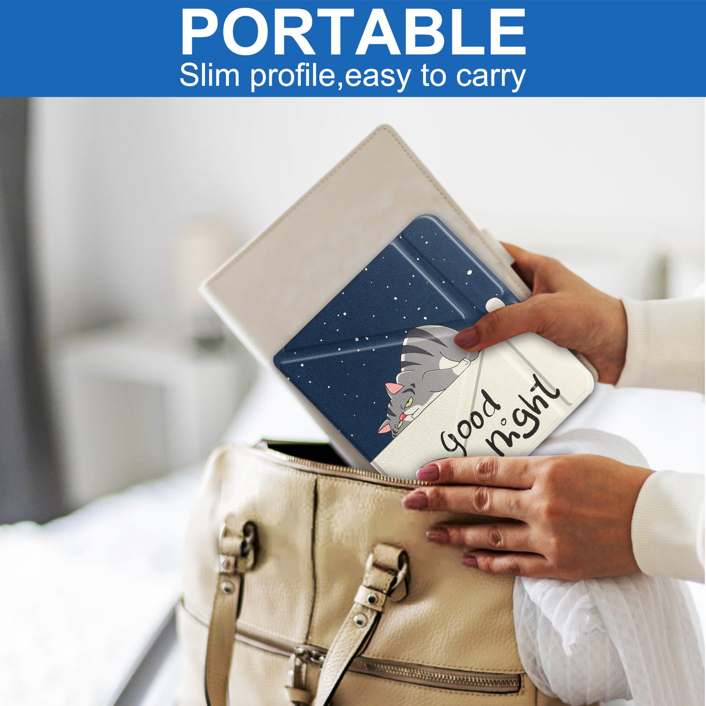 Pattern Printing Origami Stand PU Leather Case E-reader Protective Cover with Auto Wake/Sleep for Kobo Libra 2