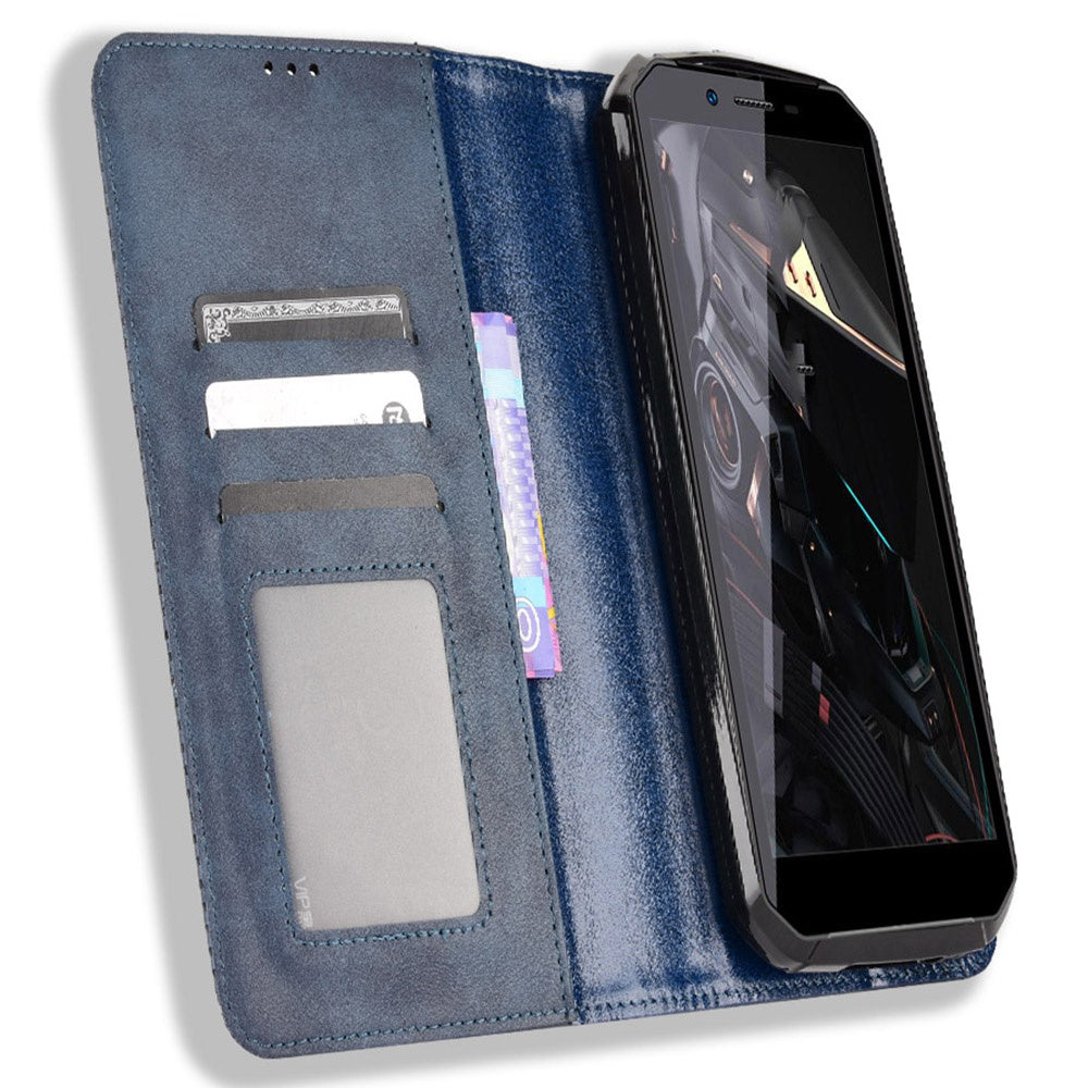 Retro Texture PU Leather Stand Case for Oukitel WP18, Magnetic Auto-absorbed Phone Wallet Cover