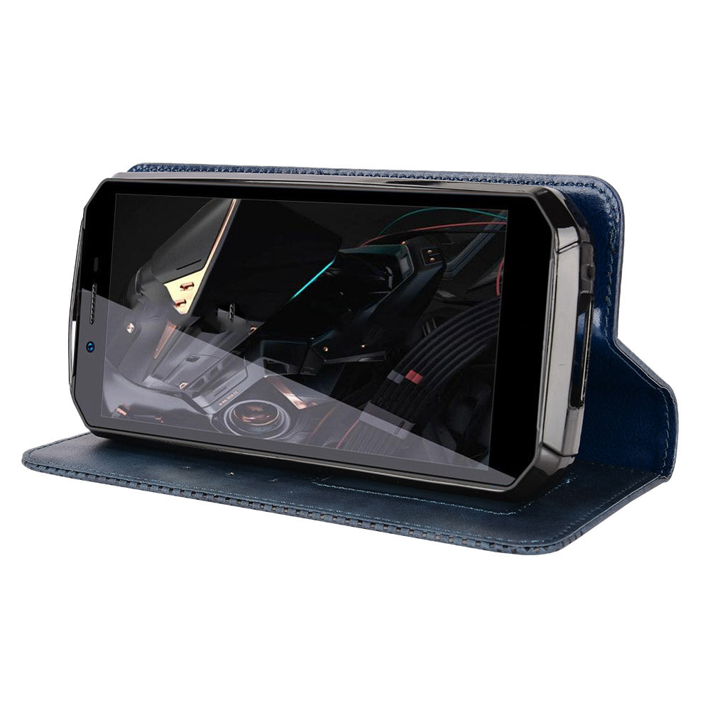 Retro Texture PU Leather Stand Case for Oukitel WP18, Magnetic Auto-absorbed Phone Wallet Cover