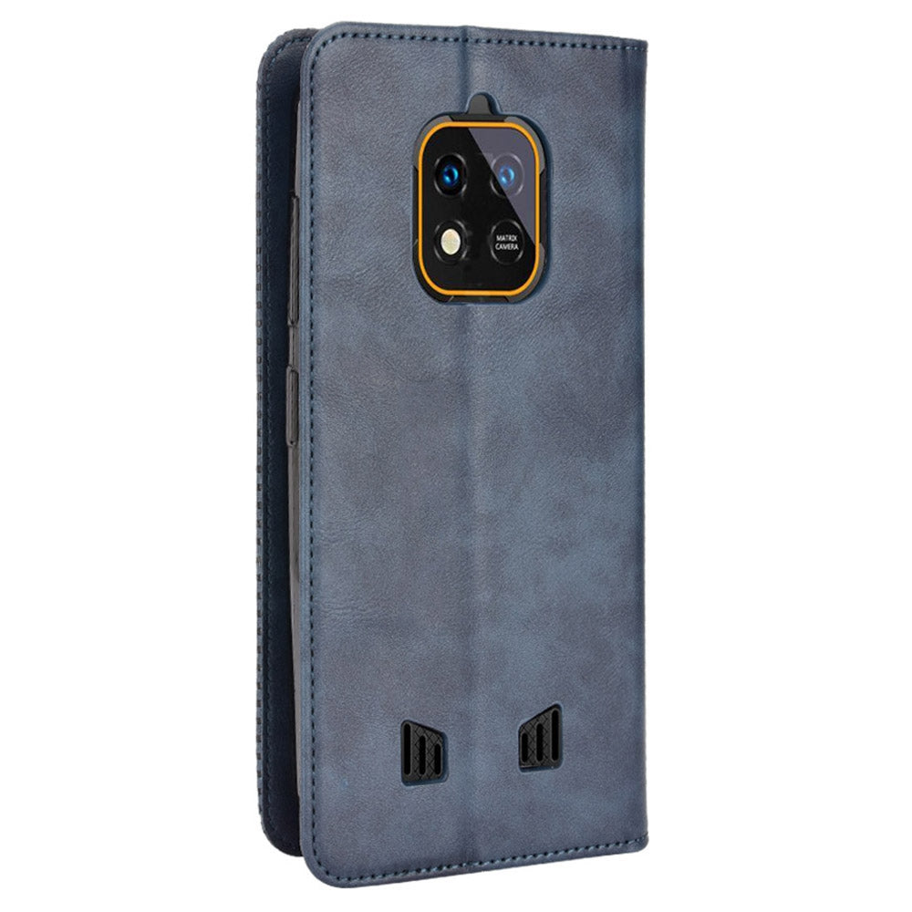 Retro Texture PU Leather Stand Case for Oukitel WP18, Magnetic Auto-absorbed Phone Wallet Cover