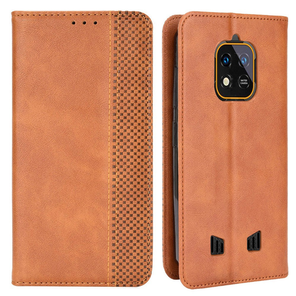 Retro Texture PU Leather Stand Case for Oukitel WP18, Magnetic Auto-absorbed Phone Wallet Cover