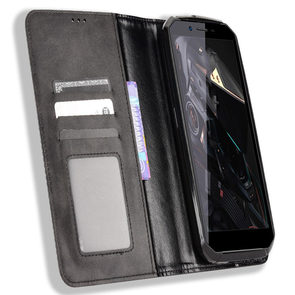 Retro Texture PU Leather Stand Case for Oukitel WP18, Magnetic Auto-absorbed Phone Wallet Cover