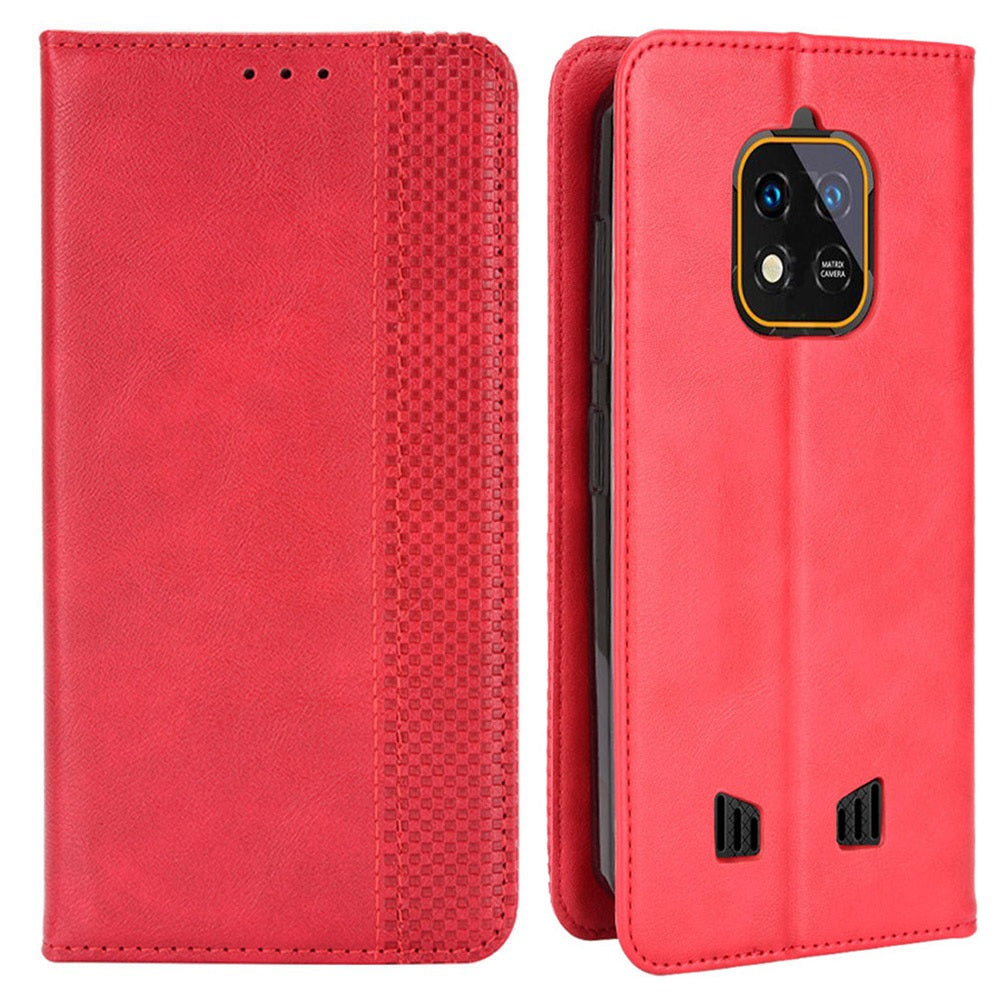 Retro Texture PU Leather Stand Case for Oukitel WP18, Magnetic Auto-absorbed Phone Wallet Cover