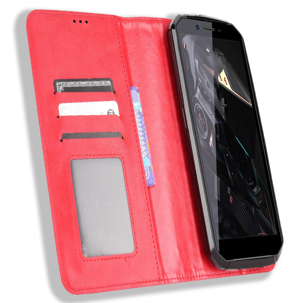 Retro Texture PU Leather Stand Case for Oukitel WP18, Magnetic Auto-absorbed Phone Wallet Cover