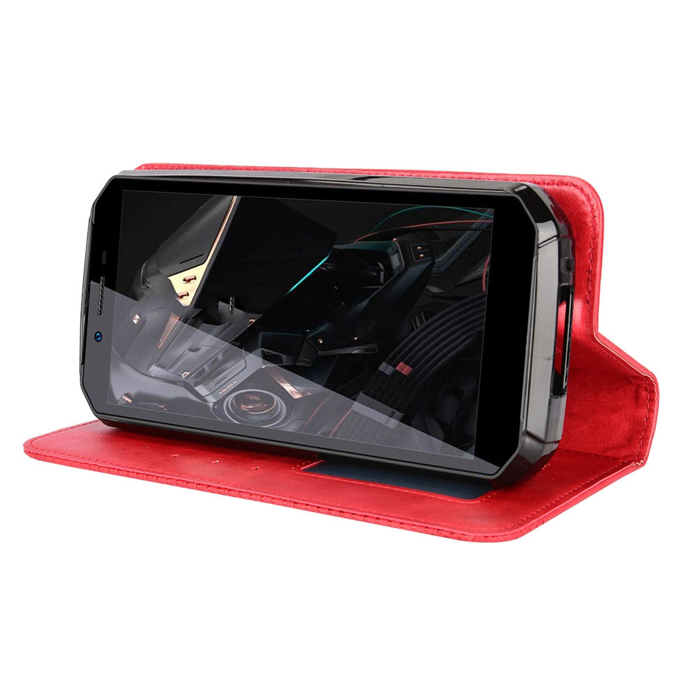 Retro Texture PU Leather Stand Case for Oukitel WP18, Magnetic Auto-absorbed Phone Wallet Cover