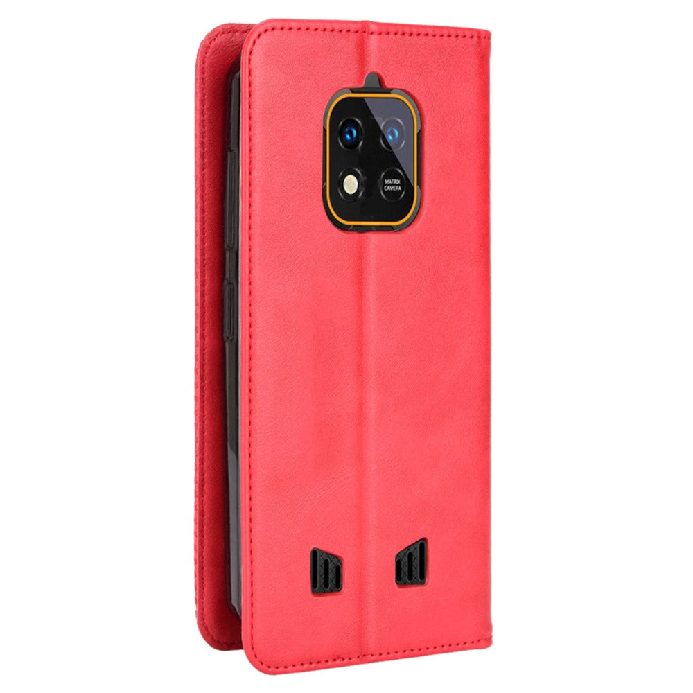 Retro Texture PU Leather Stand Case for Oukitel WP18, Magnetic Auto-absorbed Phone Wallet Cover
