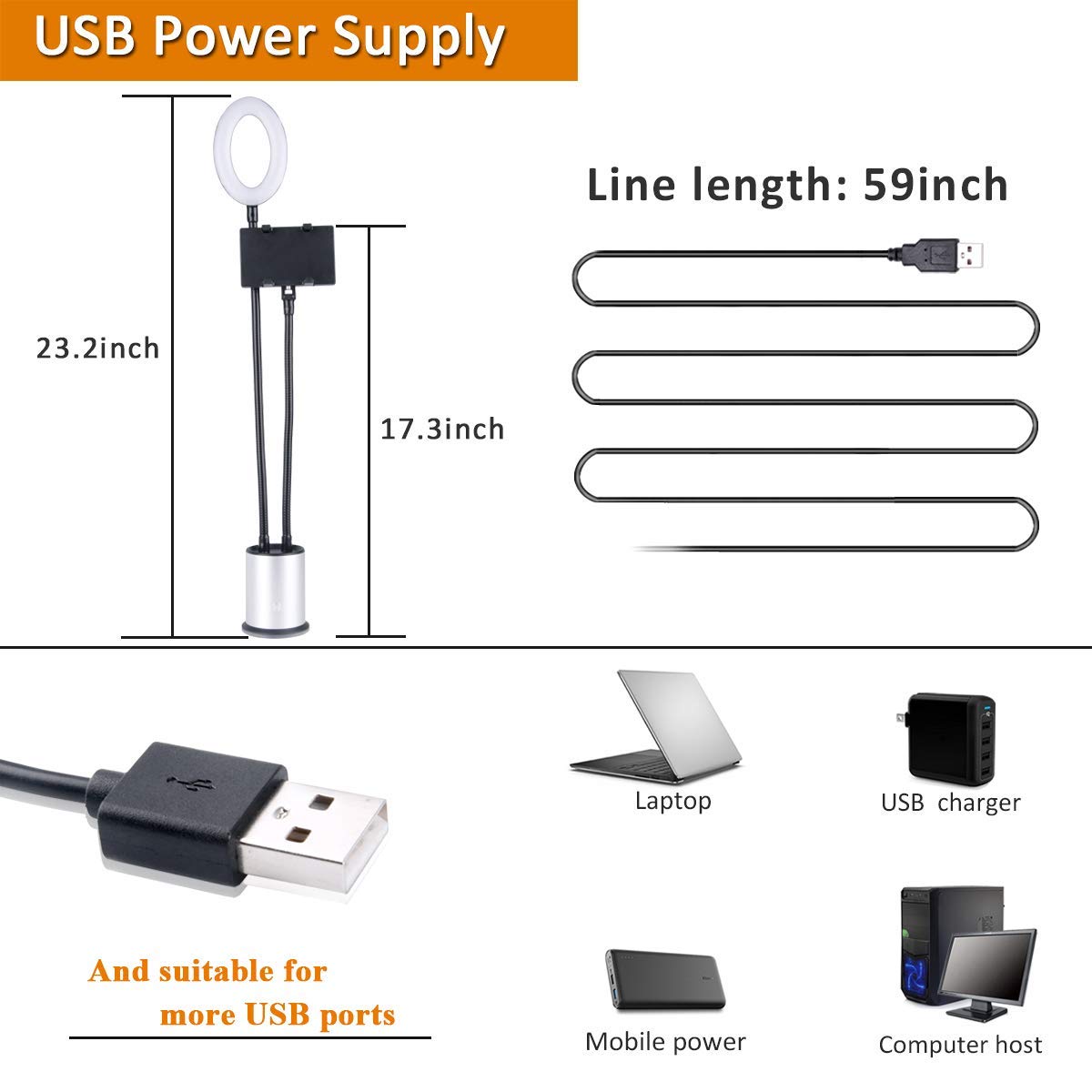 Dimmable Desktop LED Selfie Ring Light with Cell Phone Holder 3 Color Modes
