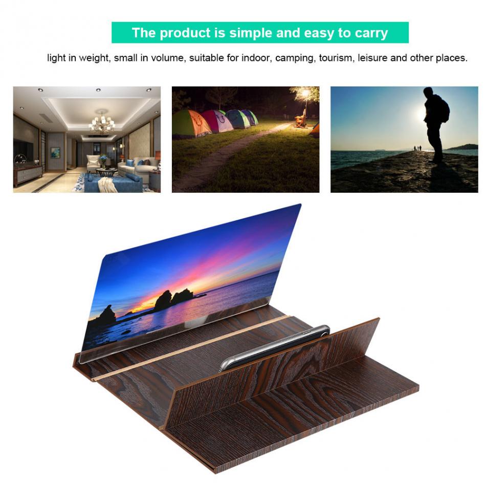 12-inch High Definition Wooden Mobile Video Screen Magnifier with Stand