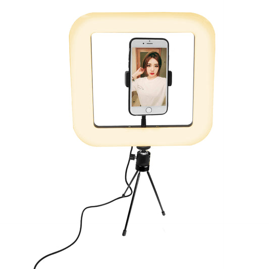 28cm 168-LED Smartphone Photo Square Ring Light Dimmable Photography Studio Lighting Lamp with Tripod