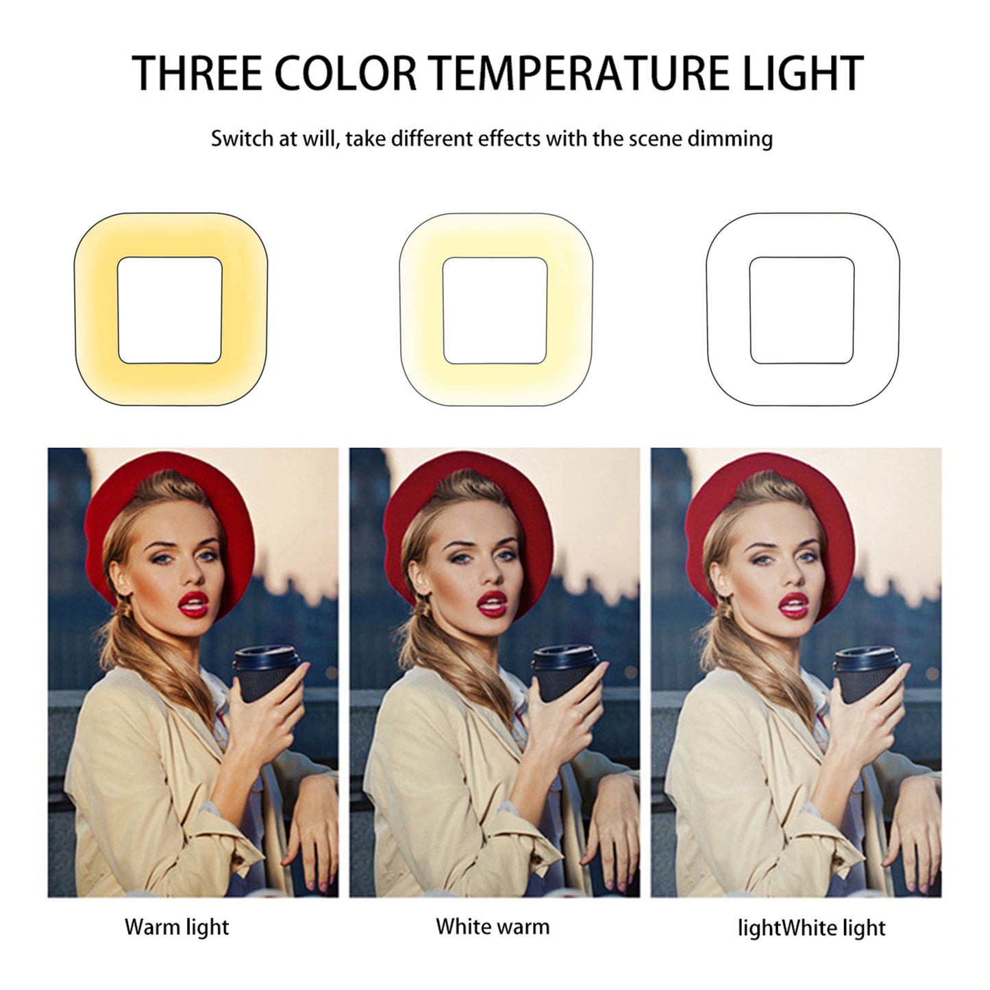 28cm 168-LED Smartphone Photo Square Ring Light Dimmable Photography Studio Lighting Lamp with Tripod