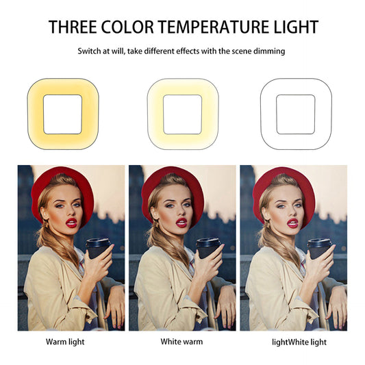 28cm 168-LED Smartphone Photo Square Ring Light Dimmable Photography Studio Lighting Lamp with Tripod