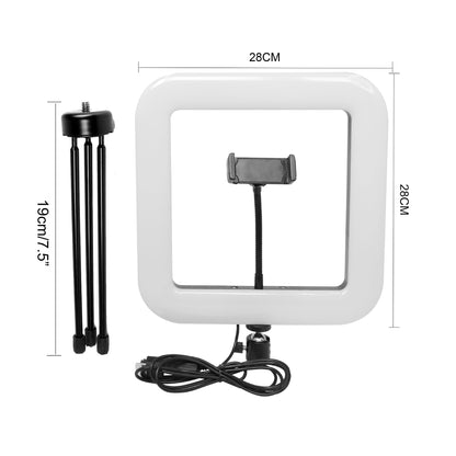 28cm 168-LED Smartphone Photo Square Ring Light Dimmable Photography Studio Lighting Lamp with Tripod