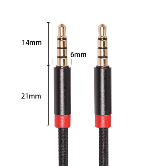 1M 3.5 mm Male to Male 4-Conductor Auxiliary Stereo Aux Cable