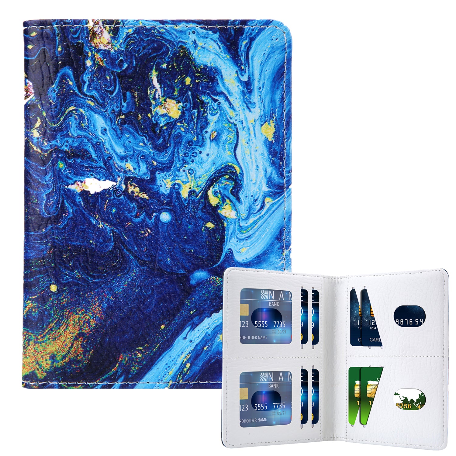 Pattern Printing Multi-function Passport Wallet Coins Purse Travel Leather Storage Case