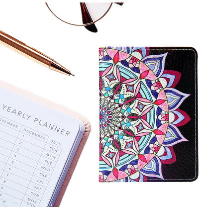 Pattern Printing Multi-function Passport Wallet Coins Purse Travel Leather Storage Case