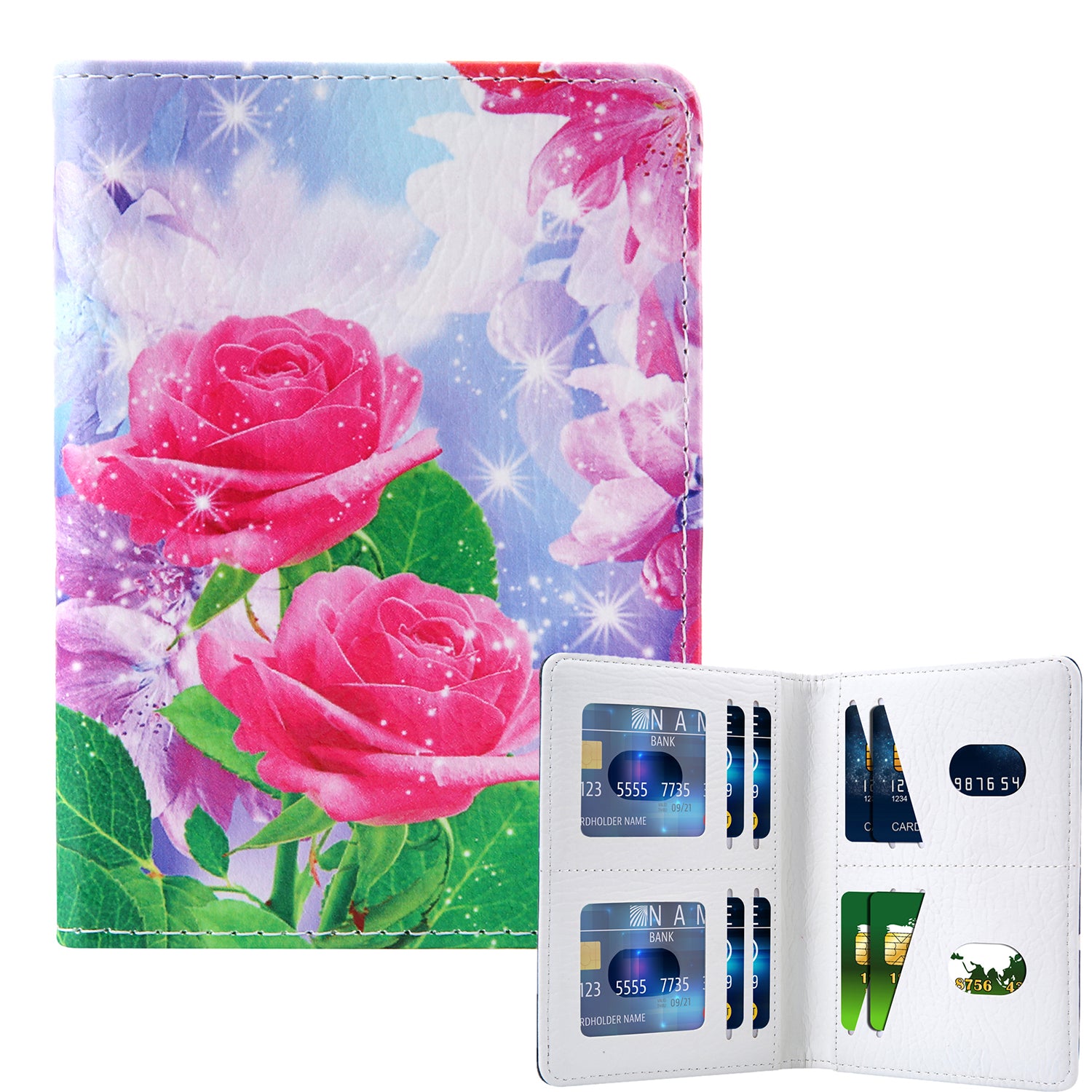 Pattern Printing Multi-function Passport Wallet Coins Purse Travel Leather Storage Case