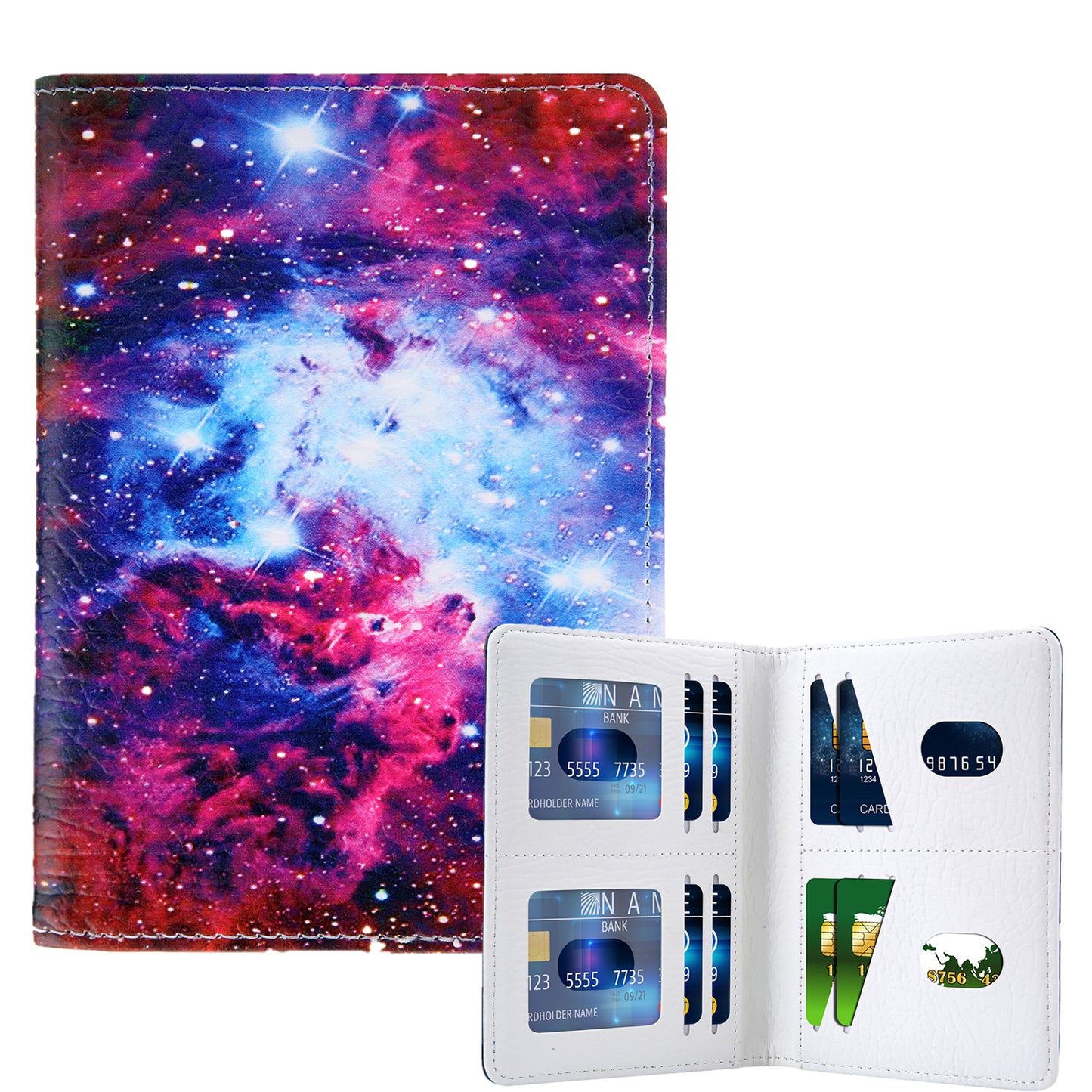 Pattern Printing Multi-function Passport Wallet Coins Purse Travel Leather Storage Case