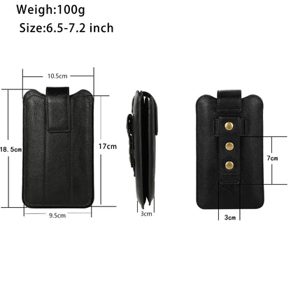PU Leather Dual Pocket Wallet Cell Phone Belt Clip Holster Cover Pouch Case Waist Bag (L Size) for Xiaomi Huawei iPhone